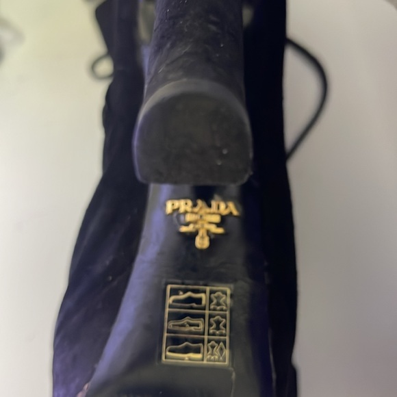 Prada black suede lace up in the front and a zipper on inside - Picture 2 of 15